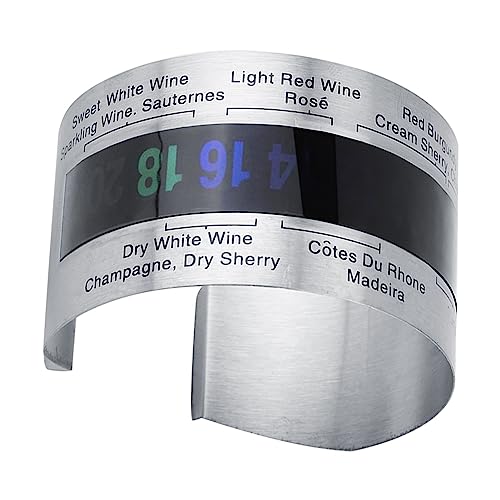 Jeanoko Weinthermometer, runde Armbandform, Temperatur, Getränkethermometer, Digitalanzeige, Thermometer, Edelstahl-Thermometer, Mini für Biertemperatursensor von Jeanoko