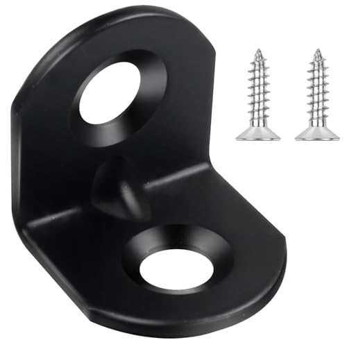 12 Stück Winkelverbinder Schwarz 20×20×16mm, Jeboler Kleine Winkel Kohlenstoffstahl Metallwinkel 90 Grad Stuhlwinkel Mit 24 Stück Schraube, Winkel Stütze für Holz Möbel Tabelle von Jeboler