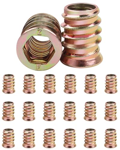 20 Stück Einschraubmutter M10x20mm, Jeboler Gewindeeinsätze Einpressmuttern Gewindehülsen Einschraubhülse, Gewindeeinsatz Holz Einschraubhülse Hülsenmutter, Zink Einschraubmuffen für Holzmöbel von Jeboler