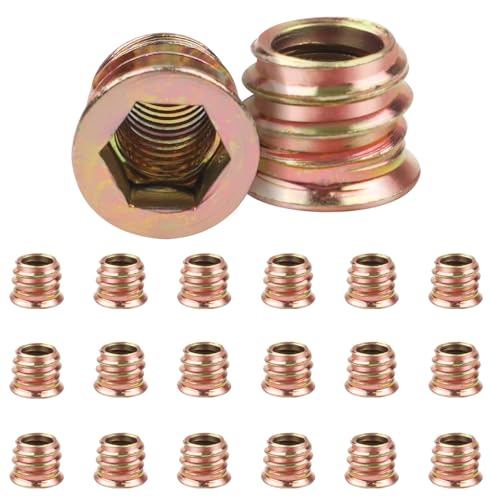 20 Stück Einschraubmutter M6x10mm, Jeboler Gewindeeinsätze Einpressmuttern Gewindehülsen Einschraubhülse, Gewindeeinsatz Holz Einschraubhülse Hülsenmutter, Zink Einschraubmuffen für Holzmöbel von Jeboler