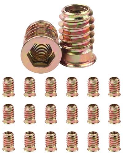 20 Stück Einschraubmutter M6x20mm, Jeboler Gewindeeinsätze Einpressmuttern Gewindehülsen Einschraubhülse, Gewindeeinsatz Holz Einschraubhülse Hülsenmutter, Zink Einschraubmuffen für Holzmöbel von Jeboler