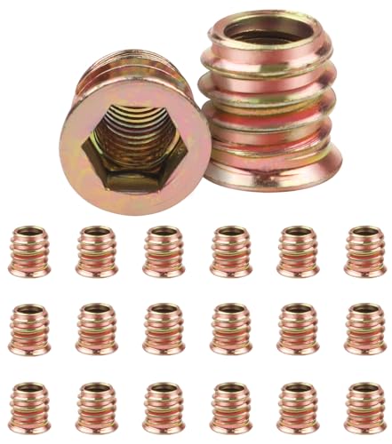 20 Stück Einschraubmutter M8x13mm, Jeboler Gewindeeinsätze Einpressmuttern Gewindehülsen Einschraubhülse, Gewindeeinsatz Holz Einschraubhülse Hülsenmutter, Zink Einschraubmuffen für Holzmöbel von Jeboler