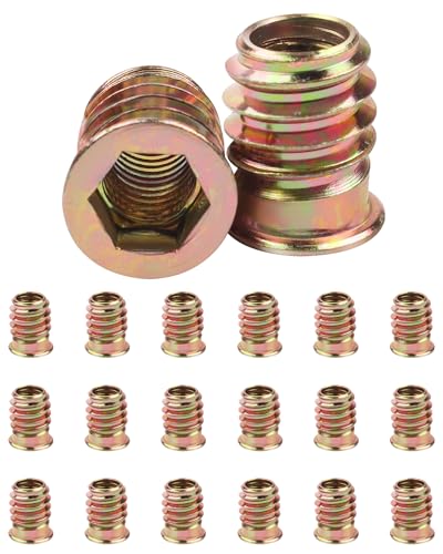 20 Stück Einschraubmutter M8x17mm, Jeboler Gewindeeinsätze Einpressmuttern Gewindehülsen Einschraubhülse, Gewindeeinsatz Holz Einschraubhülse Hülsenmutter, Zink Einschraubmuffen für Holzmöbel von Jeboler