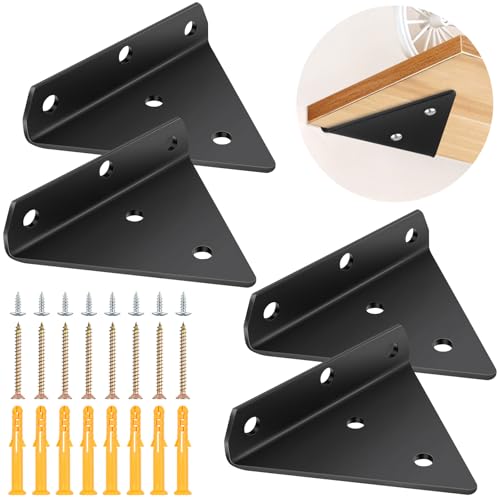 4 Stück Schwebende Regalhalterung Schwarz, 8CM Dreieckshalter Wandhalterung Regal Unsichtbar Regalhalterung Shelf Bracket, Dreieck Wandregal Halterung Versteckte Regalträger für Lagerregal Bücherregal von Jeboler