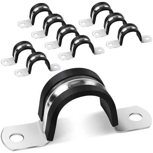 Jeboler 10 Stück U-Rohrschellen Ø 20 mm, 304 Edelstahl Rohrschelle mit Gummipolsterung, 2 Löcher U-Typ Rohr Schlauchschnalle Rohrhalterung Befestigungsschelle für Rohrbefestigung Jeboler 10 Stück U-Rohrschellen Ø 20 mm, 304 Edelstahl Rohrschelle mit Gummipolsterung, 2 Löcher U-Typ Rohr Schlauchschnalle Rohrhalterung Befestigungsschelle für Rohrbefestigung von Jeboler