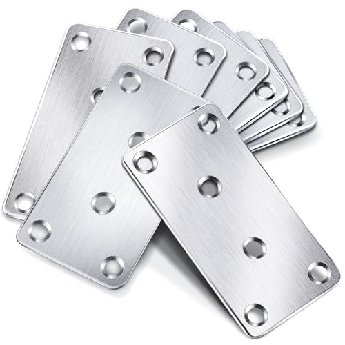 Jeboler 10 Stück Flachverbinder Edelstahl, 80×40×1.75mm Lochplatte Holzverbinder Metall Flacheisen Gelocht Verbindungsplatte, Silber Verbindungsblech Metallverbinder Verbinder für Holz Möbel von Jeboler