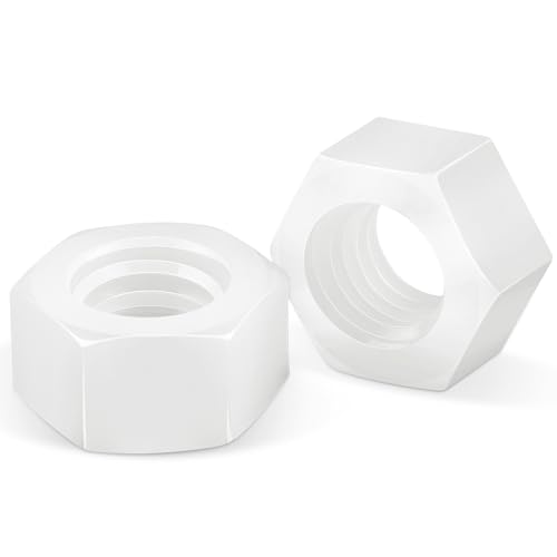 Jeboler Kunststoff Muttern M6 (25 Stück), DIN934 Nylon Sechskantmuttern Hex Nut Plastikmutter, Sechskant Mutter Weiß für Gewindestangen & Schrauben & Unterlegscheiben von Jeboler