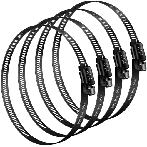 Jeboler Schwarz Schlauchschellen 118-140mm, 4 Stk Sschlauchschellen Pool Edelstahl, Große Schlauchklemme Rohrschelle Sortiment Schlauchbinder für Lüftungsrohr, Poolschlauch, Abluftschlauch von Jeboler