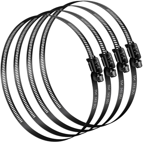 Jeboler Schwarz Schlauchschellen 141-165mm, 4 Stk Sschlauchschellen Pool Edelstahl, Große Schlauchklemme Rohrschelle Sortiment Schlauchbinder für Lüftungsrohr, Poolschlauch, Abluftschlauch von Jeboler