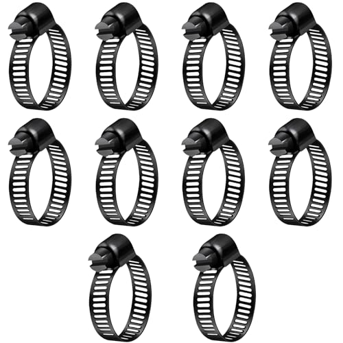 Jeboler Schwarz Schlauchschellen 16-25mm, 10 Stk Sschlauchschellen Pool Edelstahl, Klein Schlauchklemme Rohrschelle Sortiment Schlauchbinder für Haus Gas Rohr, Gartenschlauch von Jeboler