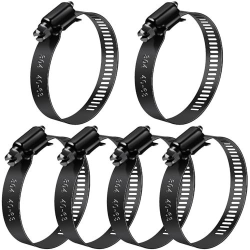Jeboler Schwarz Schlauchschellen 40-63mm, 6 Stk Sschlauchschellen Pool Edelstahl, Klein Schlauchklemme Rohrschelle Sortiment Schlauchbinder für Haus Gas Rohr, Gartenschlauch von Jeboler