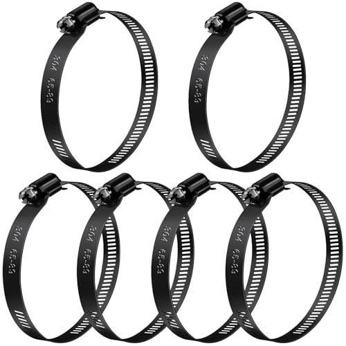 Jeboler Schwarz Schlauchschellen 65-89mm, 6 Stk Sschlauchschellen Pool Edelstahl, Klein Schlauchklemme Rohrschelle Sortiment Schlauchbinder für Haus Gas Rohr, Gartenschlauch von Jeboler