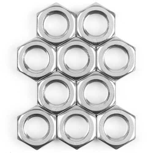 M12 Mutter 10 Stück, Sechskantmutter Edelstahl (Niedrige Form), DIN439 A2 V2A Muttern Edelstahlmutter Halbmuttern Flachmuttern Hex Nut für Schrauben & Unterlegscheiben & Gewindestangen von Jeboler