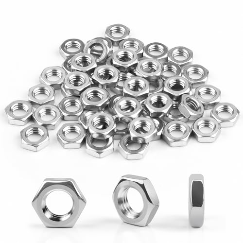 M5 Mutter 50 Stück, Sechskantmutter Edelstahl (Niedrige Form), DIN439 A2 V2A Muttern Edelstahlmutter Halbmuttern Flachmuttern Hex Nut für Schrauben & Unterlegscheiben & Gewindestangen von Jeboler