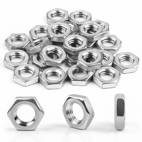 M6 Mutter 25 Stück, Sechskantmutter Edelstahl (Niedrige Form), DIN439 A2 V2A Muttern Edelstahlmutter Halbmuttern Flachmuttern Hex Nut für Schrauben & Unterlegscheiben & Gewindestangen von Jeboler
