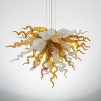 Artisanal Amber & White Swirl Glass Chandelier | Custom Hand Blown Chihuly Style Art Light Fixture Murano Like D28"x H20" Artisanal Amber & White Swirl Glass Chandelier | Custom Hand Blown Chihuly Style Art Light Fixture Murano Like D28"x H20" von JebramekDesigns