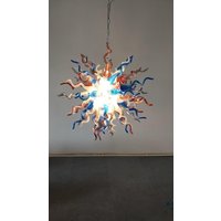 Whispers Of Color Red Blue Gray White Hand Blown Glass Chandelier, Chihuly Style Artistic Ceiling Sculpture For Elegant Homes Whispers Of Color Red Blue Gray White Hand Blown Glass Chandelier, Chihuly Style Artistic Ceiling Sculpture For Elegant Homes von JebramekDesigns