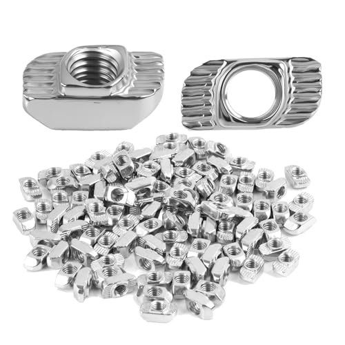 100 Stück M6 Nutensteine für Nut 8 Aluprofil 30x30, T-Nutenstein aus Kohlenstoffstahl, Vernickelt, Zubehör für Aluminiumprofile, für DIY Projekte und Industrielle von Jecdfs