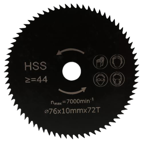 Jecdfs 1pcs Kreissägeblatt 75mm,geeignet für Holz, PVC und Metall,72Z für Holz, Kupfer, Aluminium, Kunststoff & Weichmetall, 10mm Bohrung, für Mini-Winkelschleifer und Rotationswerkzeuge, Max. Drehzah von Jecdfs