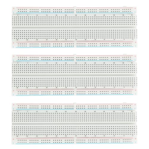 Jecdfs 3pcs Breadboard 830 Pin Solderless Prototype PCB Board Kit,streifenrasterplatine,lochrasterplatine,steckbrett Elektronik,für Elektronikprojekte und Arduino-Entwicklungen von Jecdfs