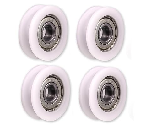 Jecdfs 4 Stück Runde Nylonscheiben U Nutrollenrollenräder mit Gleitlagern - Größe 5x24x6mm - Hochtemperaturbeständig - Ideal für Badezimmer-Schiebetüren und Fenster von Jecdfs