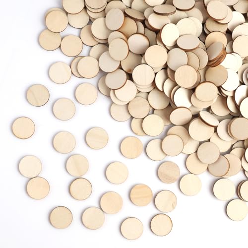 Jecdfs 400pcs 20 mm Round Wooden Discs for Crafts,Natürliche Unbehandelte Holzplättchen, Mini Holz Log Scheiben, Blanko Holzkreise für DIY Handwerk, Hochzeit, Scrapbooking von Jecdfs