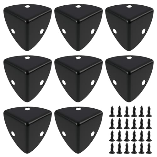 Jecdfs kantenschutz Metall, Eckenschutz Metall Schwarz 8 Stück – Kantenschutz Winkel für Holzkisten, Möbel, Flightcases, Truhen, Kofferboxen – Robuste Protektoren mit Schrauben, 23x23x23 mm von Jecdfs
