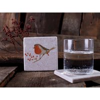 Rotkehlchen - Naturstein Untersetzer Fliese Kachel Illustration Geschenk Rotkehlchen - Naturstein Untersetzer Fliese Kachel Illustration Geschenk von JecoschIllustration