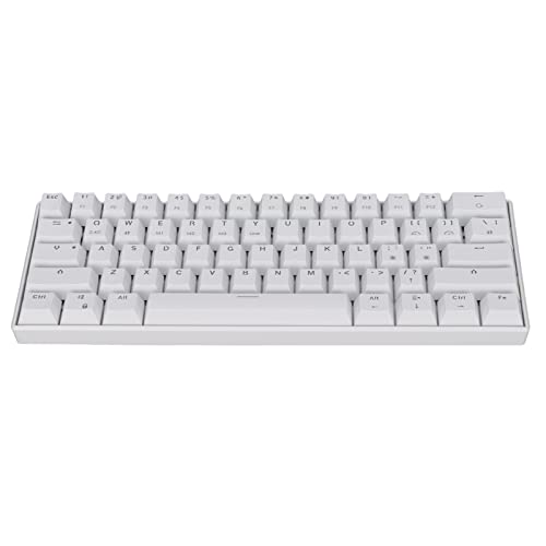 Jectse Gaming-Tastatur, 61 Tasten 2.4G Wireless Keyboard mit Typ-C-Schnittstelle und Keycap Puller, Weiße Mechanische Bluetooth-Tastatur für Home Office(Schwarzer Schaft) von Jectse