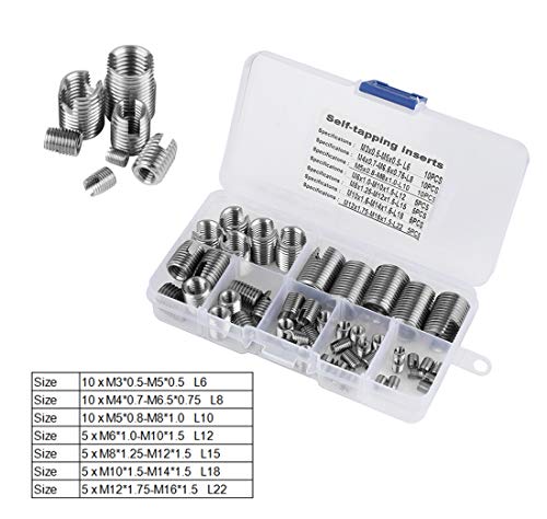 Gewindeeinsatz，Jectse 50Pcs M3-M16 Edelstahl selbstschneidende Gewindeeinsatz selbstschneidende Schlitzschraube Metall Gewindeeinsatz Muttern von Jectse