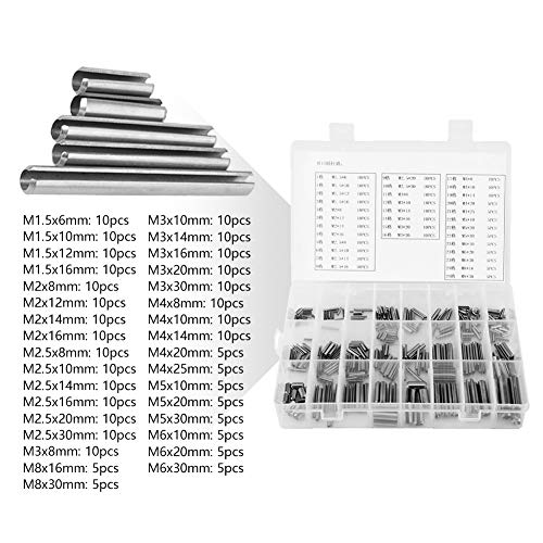 Hohl Spannstifte Sortiment，Jectse 280Pcs Edelstahl Hohlsplinte Hohlstifte Sortiment Spannhülsen Spannstifte Sortiment，M1.5 M2 M2.5 M3 M4 M5 M6 M8 von Jectse