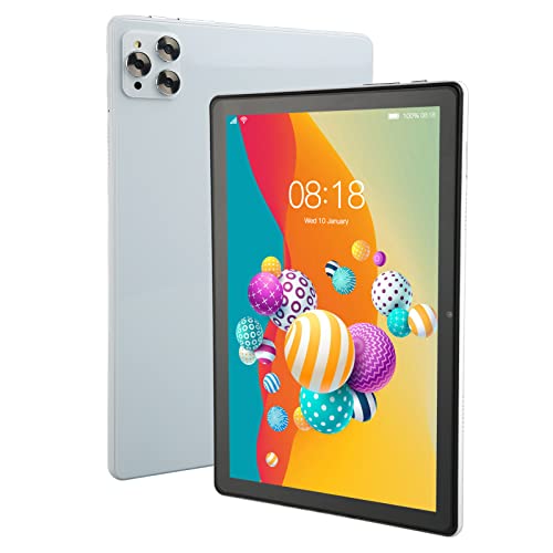 Jectse 10 Zoll Tablet, 6 GB RAM 128 GB ROM 10 Core Calling Tablet PC, 2,4 G 5 G Dual Band WiFi Typ C, IPS HD Display, 8800 MAh Akku, 8 MP 20 MP Dual Kameras FüR Android 11, Weiß von Jectse