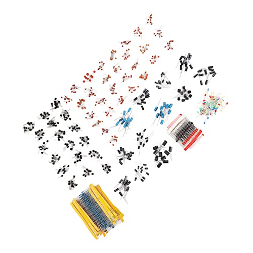 Jectse 1400-Teilen-Set Metallschichtwiderstand, Keramik-Elektolytkondensator, Transistor, LED-Dioden-Kit MIT Aufbewahrungsbox, für -Radioelektronikgeräte von Jectse