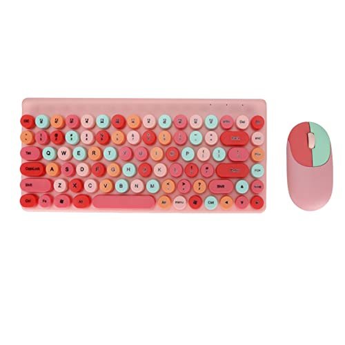 Jectse 2,4 G Wireless Tastatur und Maus Combo, 86 Tasten Niedliche Bunte Aussehen Maus Combo, Multi Color Mixing Film Technology Tastaturmaus, für PC (Rosa Thema) von Jectse