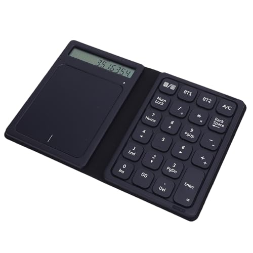 Jectse 3 in 1 Bluetooth-Nummernpad mit Touchpad und Taschenrechner, 23 Tasten Faltbare Drahtlose Numerische Tastatur für die Dateneingabe, Typ C Wiederaufladbar, mit PU-Lederhülle von Jectse