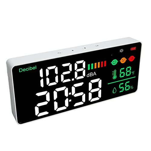 Jectse 4-in-1-LED-Dezibelmessgerät, Wandmontierter Schallpegelmesser, Bereich 30–130 DB, 11 Zoll-Großen LED-Display, Geräusch-, Zeit-, Temperatur-und Luftfeuchtigkeuchs-Messer Fürr Jectse 4-in-1-LED-Dezibelmessgerät, Wandmontierter Schallpegelmesser, Bereich 30–130 DB, 11 Zoll-Großen LED-Display, Geräusch-, Zeit-, Temperatur-und Luftfeuchtigkeuchs-Messer Fürr von Jectse