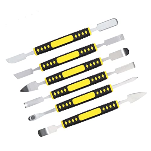 Jectse 6-Teelige Set aus Karbimstahl MIT Kompaker Struktur, Telefon-Reparatur-Werkzugset für Mobiltelefone, Laptops, Tabletten, 6-Teiles Metall-Brecheisen-Set MIT KUNSTSFOFFGRIFE (6PCS) von Jectse