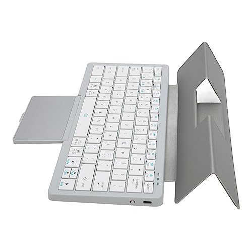 Jectse Abnehmbare Tablet-Tastaturhülle mit Trackpad, Gleichzeitiger Betriebsmodus, Wiederaufladbarer Akku, für Win XP Win 7 10 11 (Silver) von Jectse