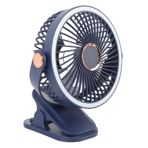 Jectse Clip on Lüfter Wiederaufladbar, 1200 -mAh -Batteriebatterie -Desk -Lüfter, 5 Levels Starker Luftstrom USB -Lüfterleuchte, Robuste Klemme für Golf Cart Office Desk Im Freien (BLUE) von Jectse