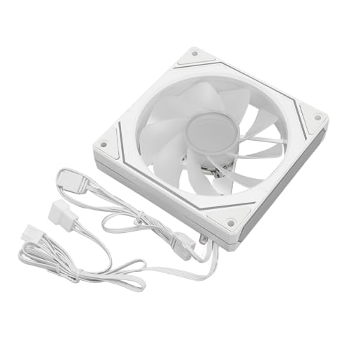 Jectse Computer-Lüfter, Geräuscharmer ARGB-PWM-Gehäuselüfter mit Hohem Luftstrom für CPU-Kühler (Reverse-Lüfterflügel, weiß) von Jectse