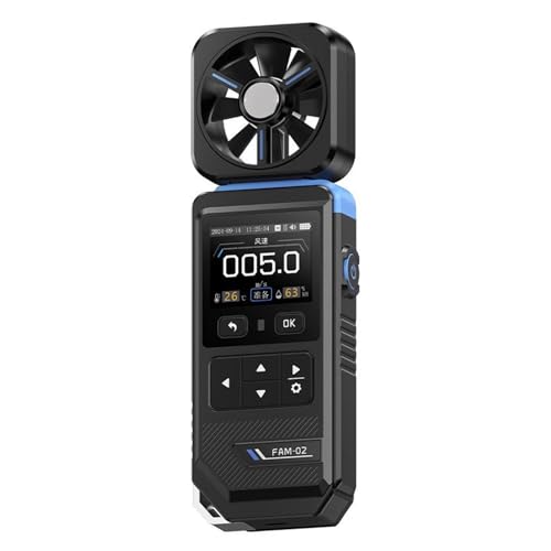 Jectse Digitales Anemometer des Professionellen Windgeschwindigkeitstemperaturmessers, 2,0 Zoll Farbanzeige, USB -Typ C Wiederaufladbar, Alarmfunktion für Home Office Car von Jectse