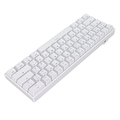 Jectse Drahtlose Tastatur, 2,4 G -Tastatur mit Typ-C-Schnittstelle und Tastenkappenabzieher, 61 Tasten, Weiße, Mechanische Computertastatur für Heimbüro (Blauer Schalter) von Jectse