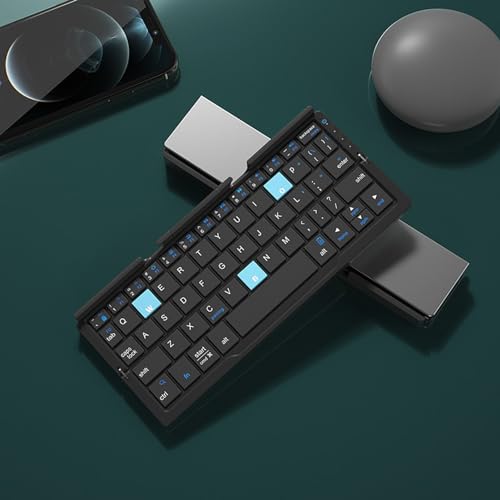 Jectse Faltbare Bluetooth-Tastatur, Kabellose Tragbare Tastatur, Reisetastatur Im Taschenformat für Mehrere Geräte, Leise Klappbare Kabellose Tastatur mit Ständer für Betriebssystem für von Jectse