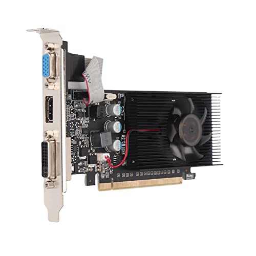 Jectse GT610-Grafikkarte, 2 GB 64-Bit-DDR3-GPU-PC-Grafikkarte HDMI DVI VGA PCIe 2.0, Hochgeschwindigkeits-1-Phasen-Netzteil Video-Grafikkarte mit Kühlung von Jectse