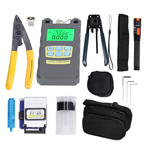 Jectse Glasfaser-Ffth-Tool-Kit, 15-in-1-Glasfaser-Terminierung-Tool-Kit MIT Optischem 2,5-mm-Schnittstellen-Leistungsmesser und Rotem BeliecttungSstift, Glasfaser-Cleaver, Kabelschneider Jectse Glasfaser-Ffth-Tool-Kit, 15-in-1-Glasfaser-Terminierung-Tool-Kit MIT Optischem 2,5-mm-Schnittstellen-Leistungsmesser und Rotem BeliecttungSstift, Glasfaser-Cleaver, Kabelschneider von Jectse