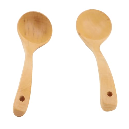 Jectse Große Tiefe Holzlöffel Kelle Set mit Glatten Textur, Robuste Griffe, Leicht zu Reinigende Holzküche, die Löffel Serviert von Jectse