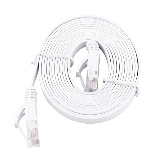 Jectse High Performance Cat6 Ethernet Network Flat LAN -Kabel für Gigabit Ethernet 1000m - Ideal für Büroverwendung Weiß (#3) von Jectse