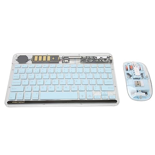 Jectse Kabellose Tastatur-Maus-Kombination, 3-Modus-Verbindung, Hintergrundbeleuchtung, Tastatur-Maus für Tablet-PC, Mobiltelefon, Anschluss, Breite Kompatibilität (Blue) von Jectse