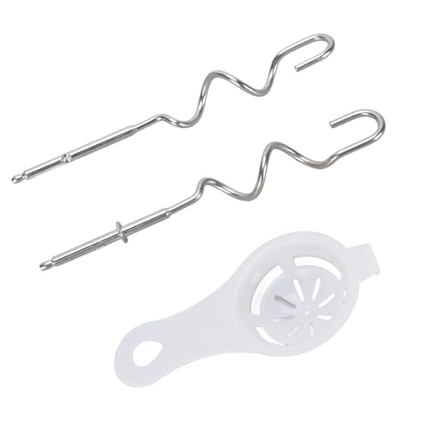 Jectse Langlebige Handmischer -Teighaken Edelstahlkompatibilität mit Mixer für Backaufgaben, 2 Haken und Eierabscheider von Jectse