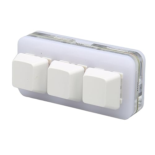 Jectse Makro-Programmiertastatur, OSU Standard-Speicherfunktion, Unterstützt Hot-Swap-USB, 3 Tasten, Tastatur, Multifunktions-RGB-LED-Hintergrundbeleuchtung für Büro (White) von Jectse